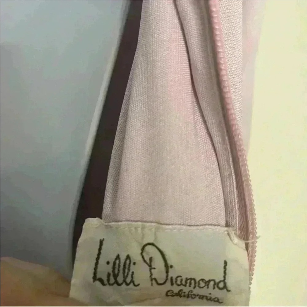 Vintage 70s Lilli Diamond Pink Gown Long Sleeve Embroidered Maxi Dress Small - Picture 11 of 12